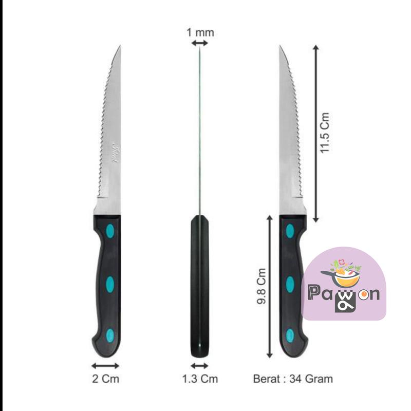 Pisau Steak Stainless Steel Panjang 22 cm Tajam Anti Karat ID107 3