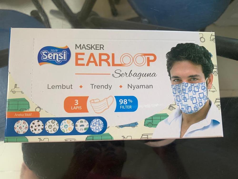 Masker Surgical Mask SENSI Box Earloop MOTIF 3 Ply 40 Pcs ORI BARU - Motif Isi 40