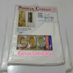 Shower Curtain meiwa putih + ring / Tirai kamar mandi + ring curtain