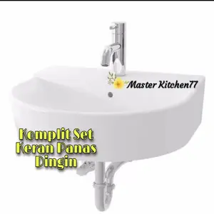 Wastafel Toto Lw 897 CJ komplit Set KERAN PANAS DINGIN