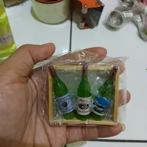 Miniatur Botol Wine 3pc+Rak Kayu+Es