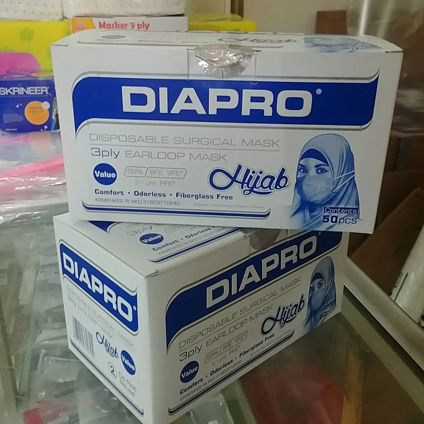 Masker Diapro 3ply headloop hijab - 50pcs Surgical Mask