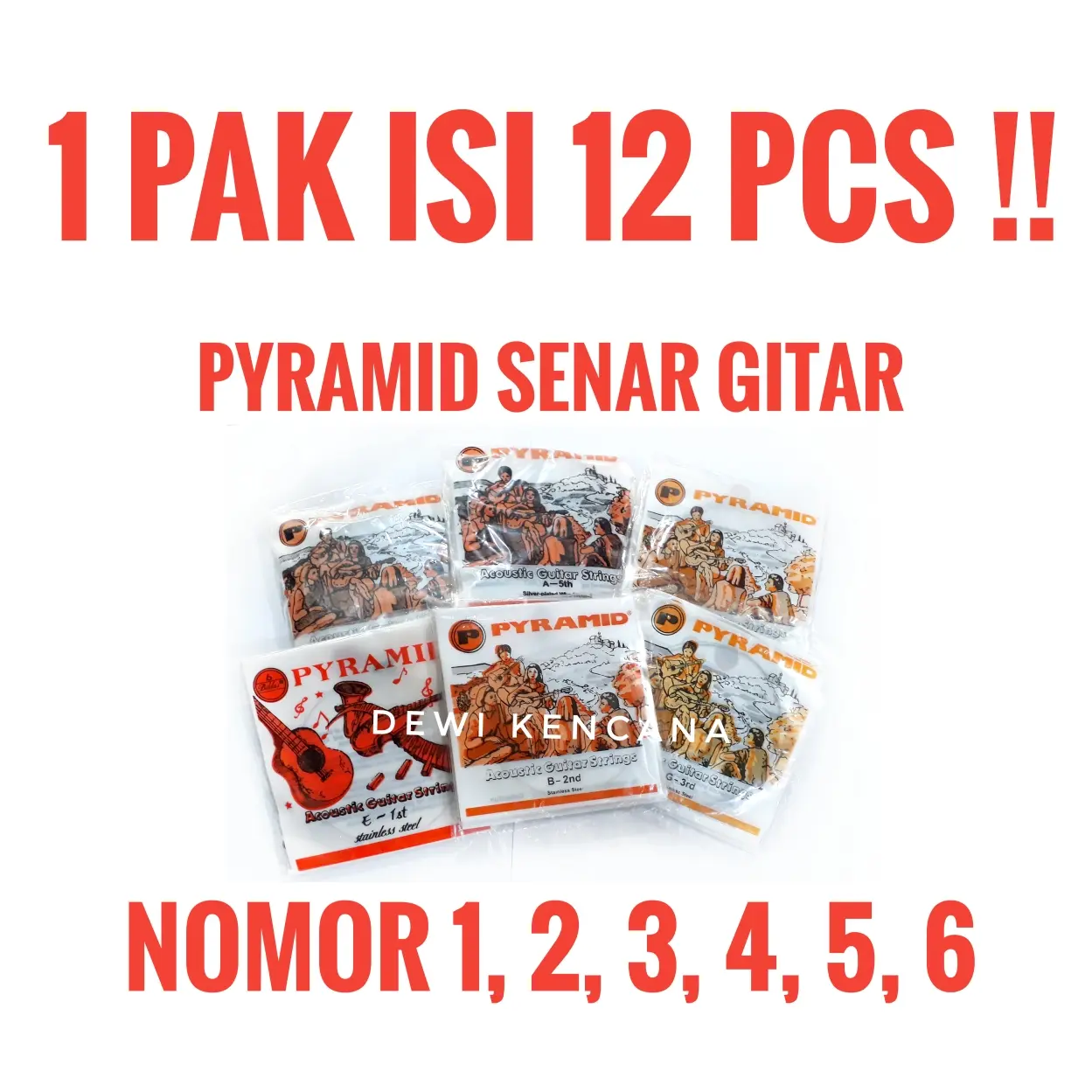 PYRAMID Senar Gitar Akustik / Acoustic Guitar Strings 1 Pak isi 12