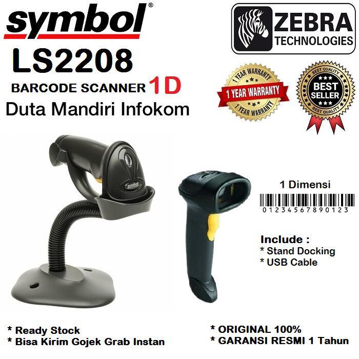 Gambar Zebra LS-2208 Barcode Scanner Symbol LS2208 USB - 1 Dimensi Autolaser dari Duta Mandiri Infokom Kota Administrasi Jakarta Pusat Tokopedia