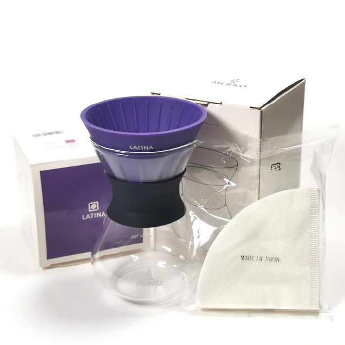 Gambar Set Coffee V60 Volcano Dripper + Decanter Carafe 400ml + 40 Coffee Filter + Kopi - Ungu dari Maharaja Coffee Kota Administrasi Jakarta Pusat Tokopedia