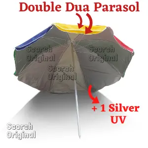 Payung Tenda 2 Lapis Kain +1 Lapis Anti UV silver UK T 44 inch = 220cm