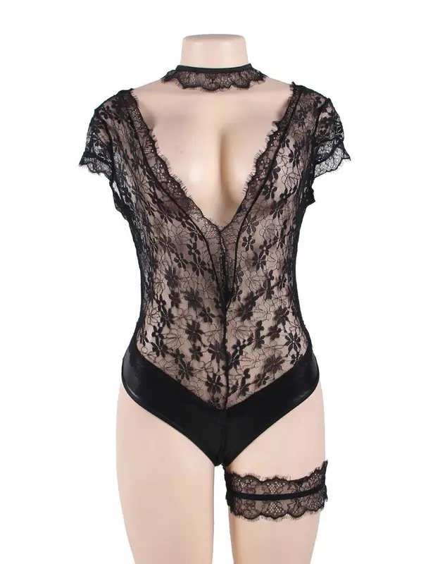 Baju sexy besar extra big lingerie import transparan kulit latex renda 1