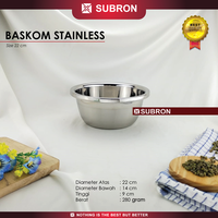 Gambar SUBRON Baskom 22cm 24cm Tinggi Tebal Multi Fungsi Stainless Steel - 22 cm dari SUBRON KITCHENWARE Kab. Bandung 4 Tokopedia