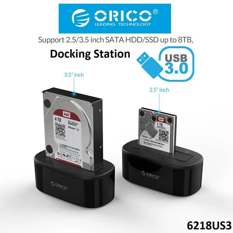 ORICO 6218US3 USB3.0 Docking Station for HDD/SSD 2.5" & 3.5" SATA 0