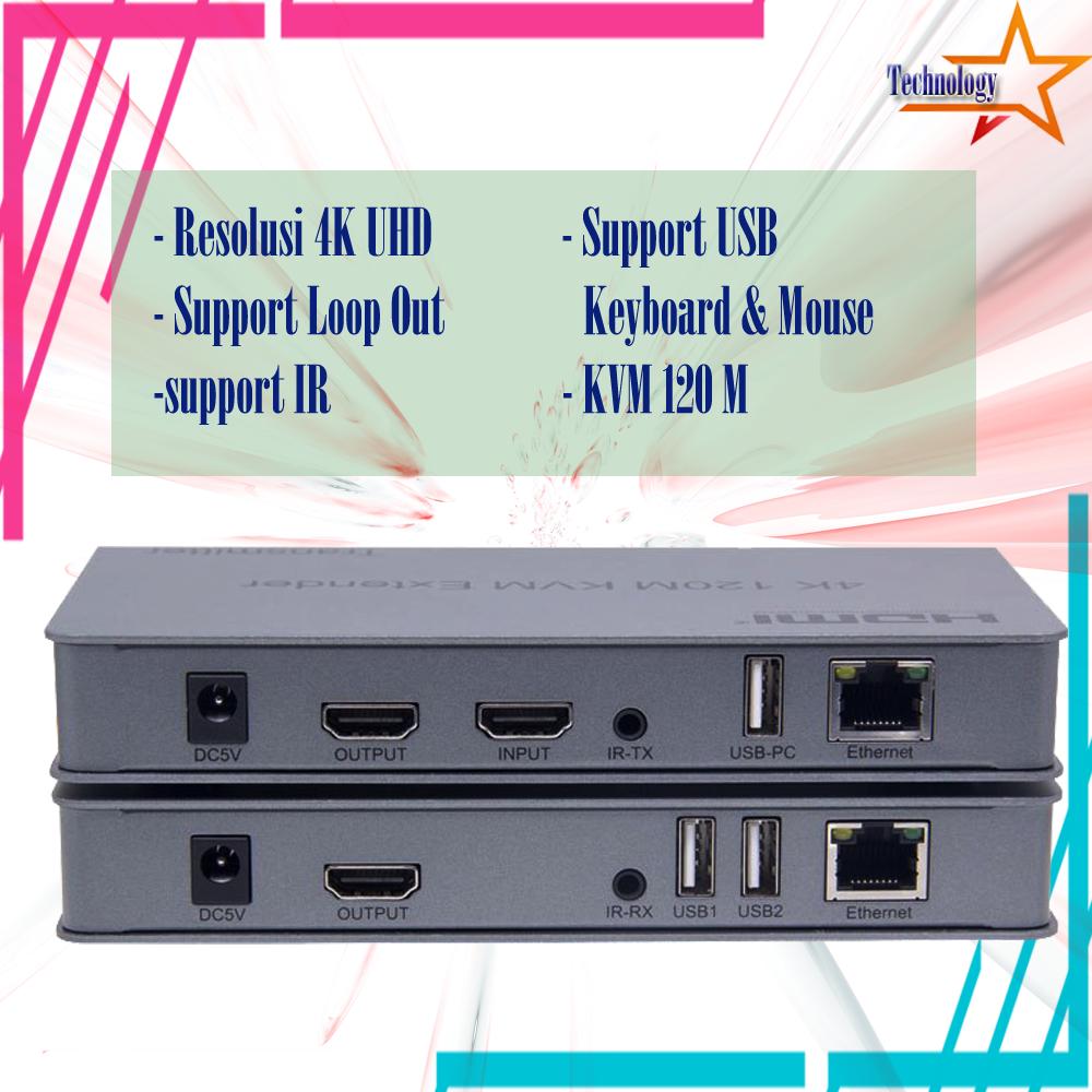 4K HDMI+USB+IR KVM IP Extender over LAN CAT6 120 M + Jack Audio 3.5mm