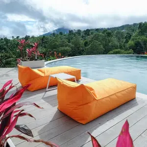 BEAN BAG - LONG - LARGE - (INCLUDE STYROFOAM BALLS) POLYSTER / CANVAS / SUNPROOF SOFA OUTDOOR COZY FURNITURE