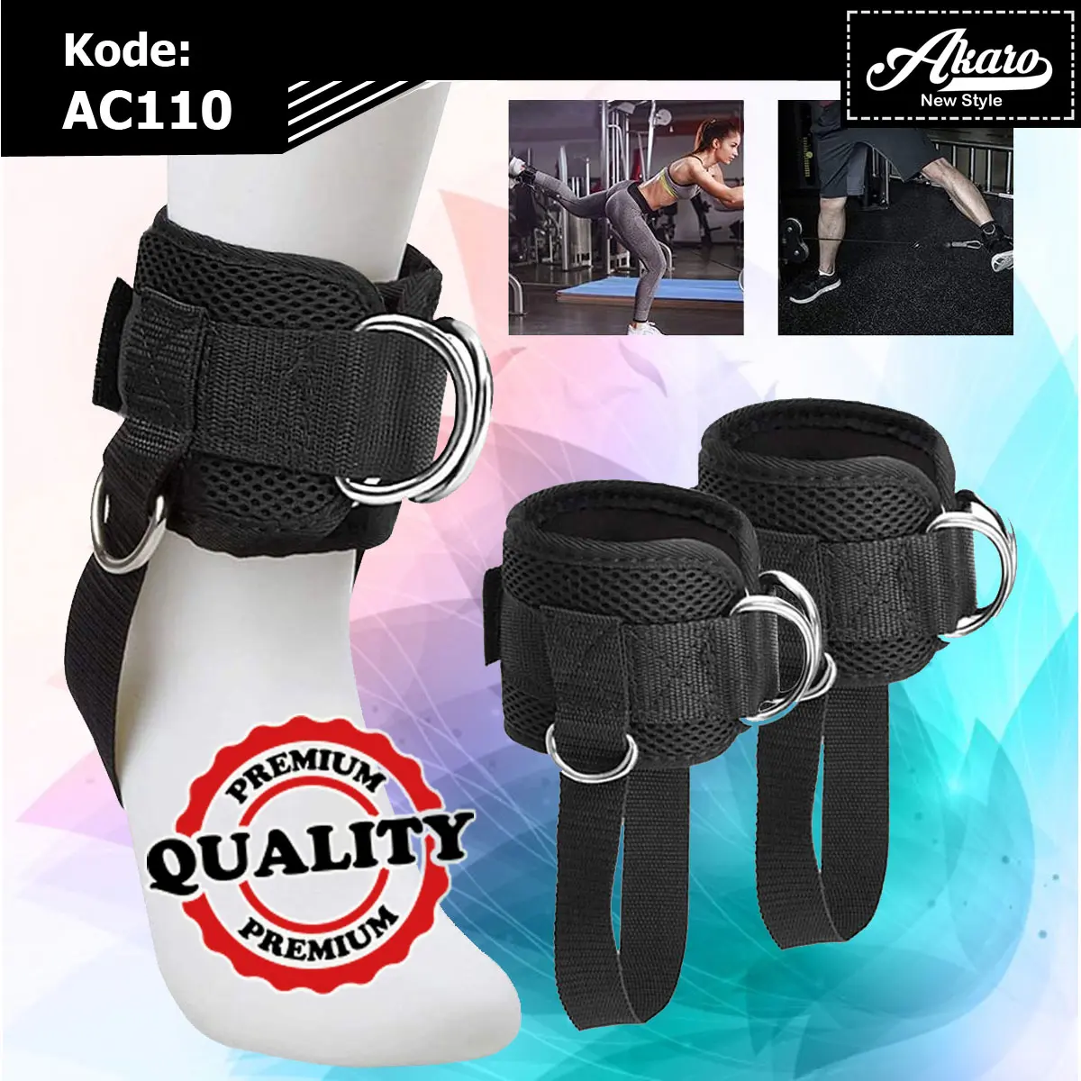 Strap Fitness Ankle AC110 | 4 D-Ring Strap Gym | Tali Gym Kaki Akaro