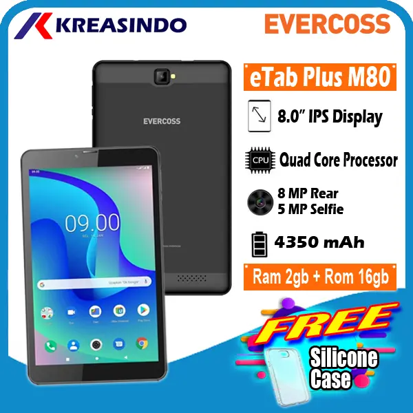 TABLET Evercoss Etab Plus M80 2/16 8 Inch Garansi Resmi