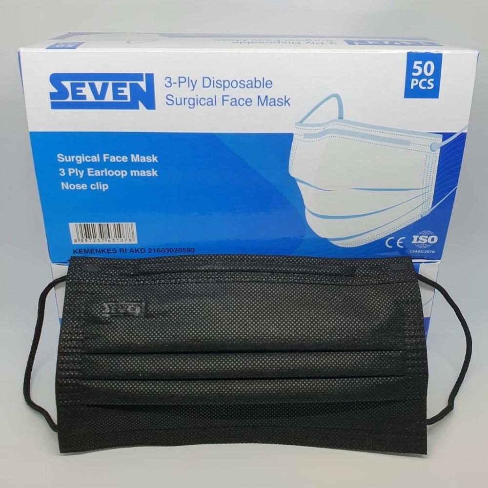 masker seven medis 3 ply black edition