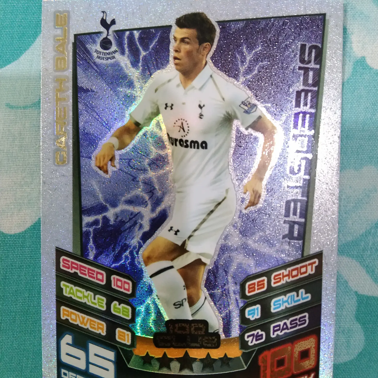 Kartu Bola Match Attax Gareth Bale 100 Club Hundred Rainbow Foil