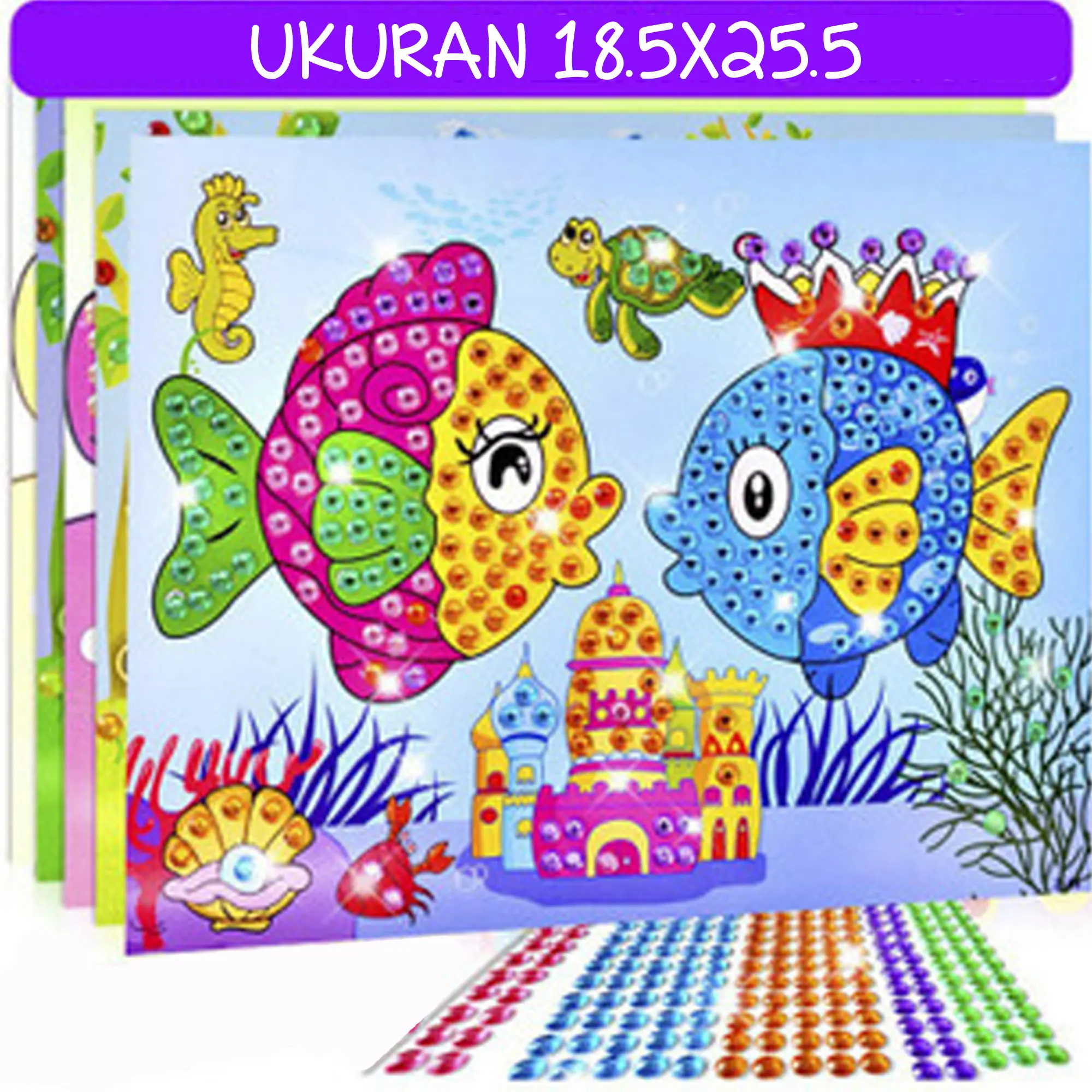 ED20 RANDOM TEMPEL KOLASE MOSAIK BULAT BESAR MAINAN STICKER DIY MANIK