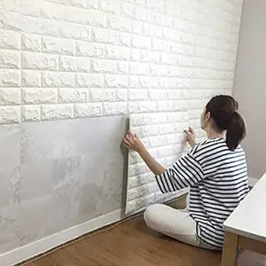 3D Wallpaper Dinding Foam Batu Bata Ukuran 77cm X 70cmX 5mm Waterproof