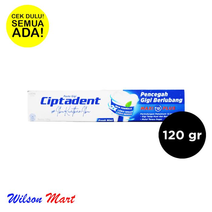 Gambar CIPTADENT PASTA GIGI ODOL MAXI 12 PLUS FRESH MINT 120 GRAMS dari Wilson Mart Kota Administrasi Jakarta Barat Tokopedia