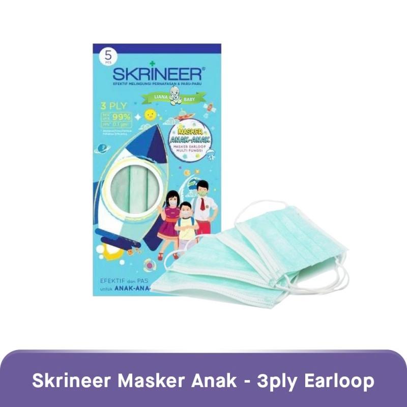 PERA470 MASKER ANAK SKRINEER 3PLY EARLOOP KIDS ISI 5 PCS FACE MASK