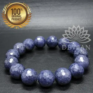 Gelang Batu Blue Safir HQ Model Cutting 12mm Asli dan Natural