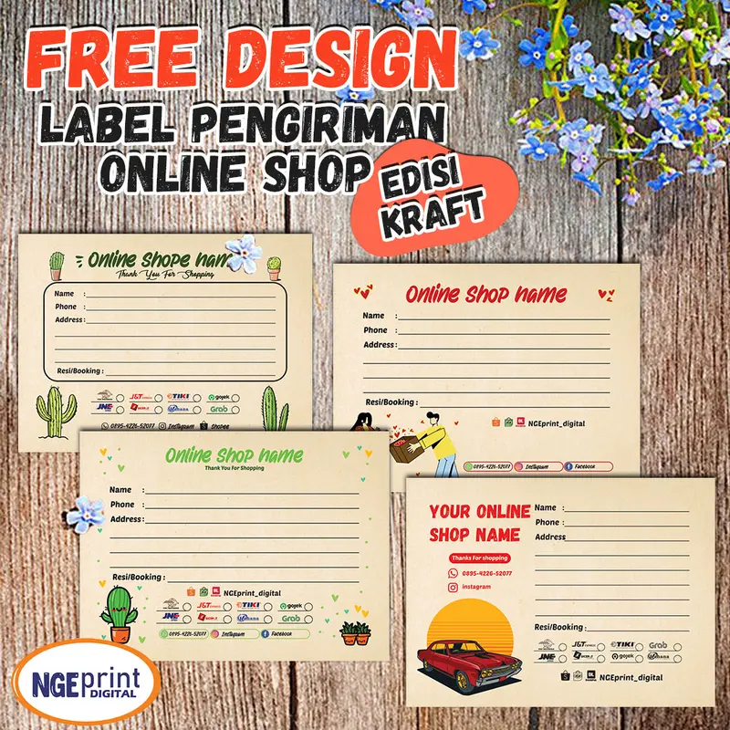 [KRAFT EDITION] STIKER LABEL PENGIRIMAN PAKET OLSHOP ALAMAT CUSTOM 0