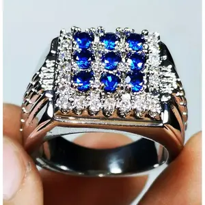 Cincin Permata Saffire 9 Mata Stample Full Tabur