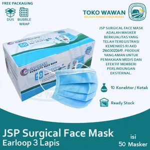 Masker Surgical Face Mask JSP Earloop 3 Ply Terdaftar KEMENKES isi 50
