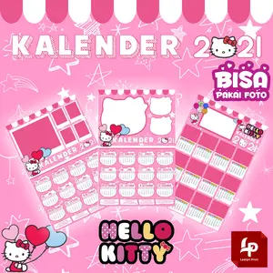 KALENDER DINDING 2021 / HELLO KITTY / BISA PAKAI FOTO / KARAKTER
