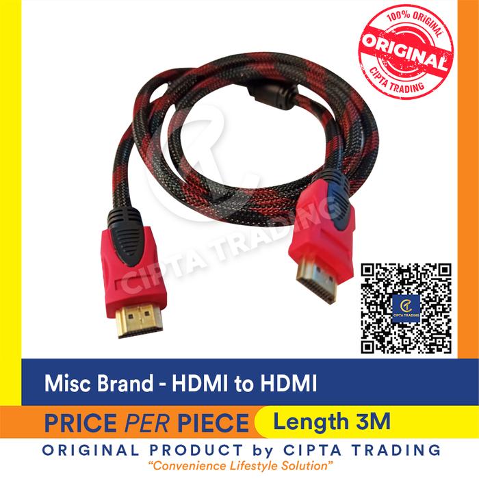 Gambar Cable - Misc Brand - HDMi to HDMI 3M dari Cipta Trading Kota Administrasi Jakarta Barat Tokopedia