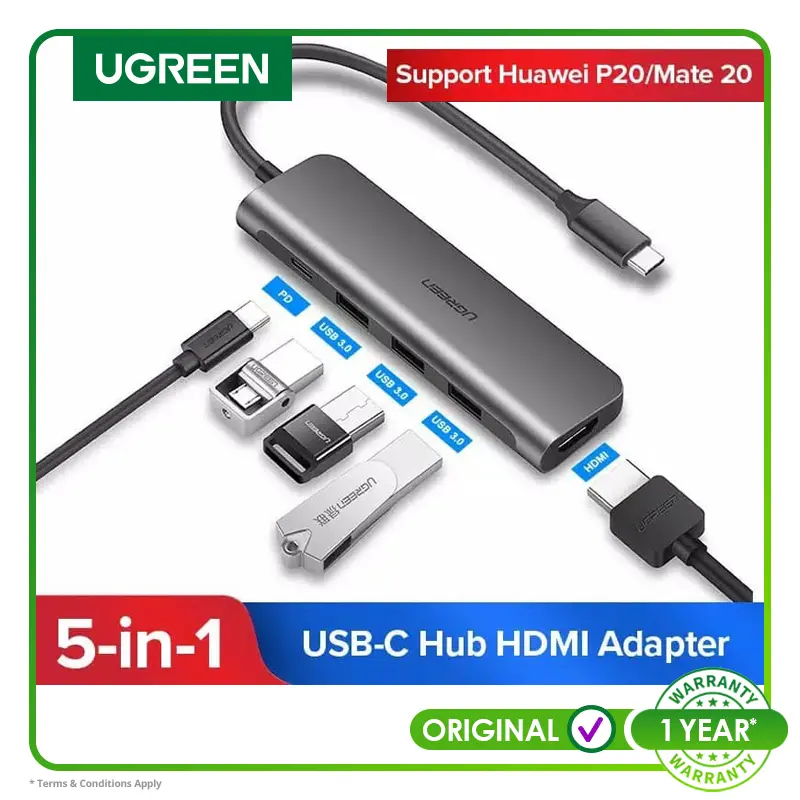 Ugreen USB C HUB + HDMI 4K + 3 Port USB 3.0 with PD- 50209