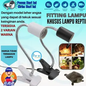 fitting jepit keramik lampu reptil hewan lampu kura reptil