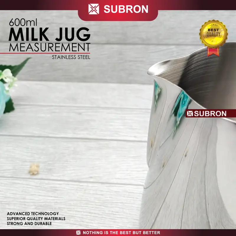 SUBRON Milk Jug Pitcher Latte Art Jug Polos 600 ml Stainless Steel 2