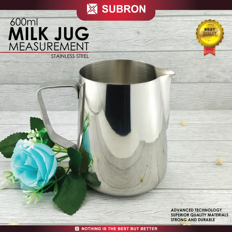 SUBRON Milk Jug Pitcher Latte Art Jug Polos 600 ml Stainless Steel 0