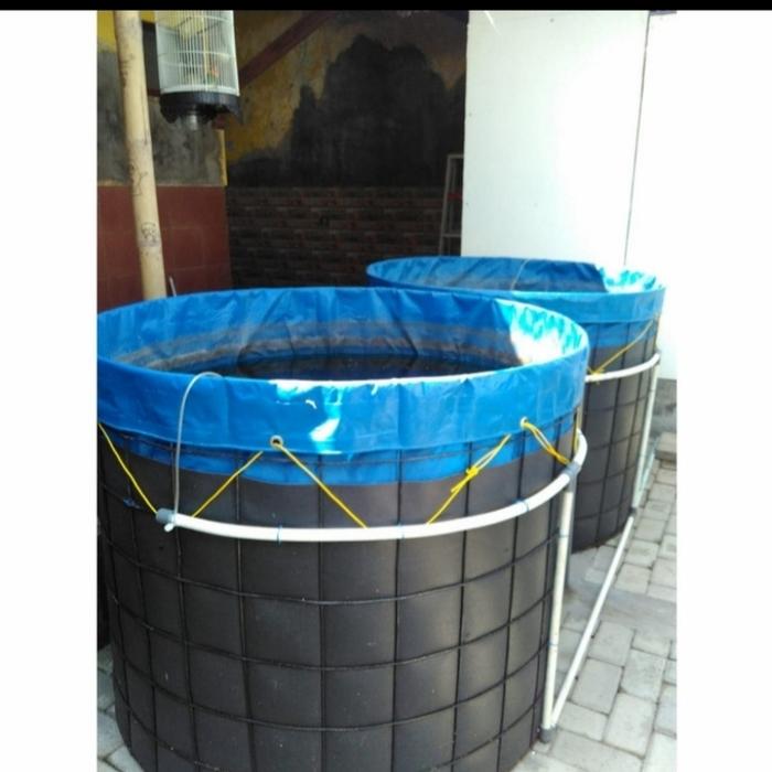 Gambar kolam terpal kotak D1.5 T1 bahan semi karet orchid dari al barori jaya Kab. Sukoharjo Tokopedia