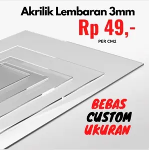 Akrilik Lembaran Tebal 3mm Bening Custom Acrylic Clear Potongan