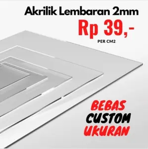 Akrilik Lembaran Tebal 2mm Bening Custom Acrylic Clear Potongan