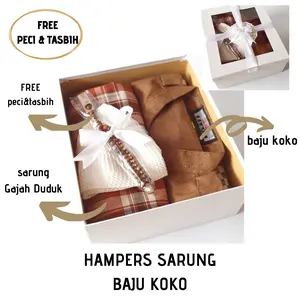 HAMPERS LAKI LAKI BAJU KOKO SARUNG FREE BOX TASBIH DAN KARTU UCAPAN