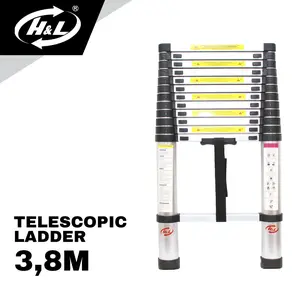 Tangga Lipat Teleskopik Single 3,8M Aluminium Tebal