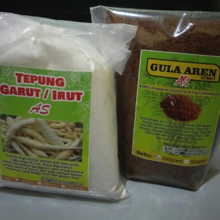 Gambar Paket asam lambung tepung garut/arrowroot dan gula aren/semut kemas250 dari Mas Malik ibrahim Kota Tangerang Tokopedia