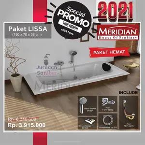 Paket Bathtub Long 150cm Lissa Meridian + Free Afur+Free Mixer Shower