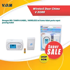 Bel Pintu Wireless Tanpa Kabel V-ZORR – Bel Rumah Modern dengan 32 Nada & Lampu LED, Jarak Hingga 20M