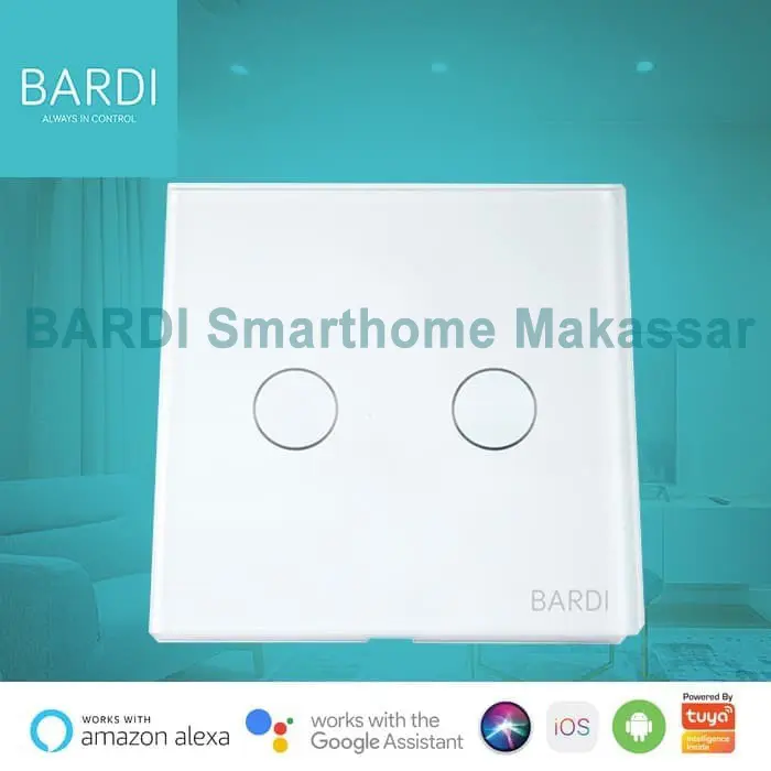 BARDI Smart Wall Switch EU 2 Gang White Saklar Lampu Stok Kontak WiFi