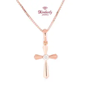 Liontin Salib Berlian + Kalung Emas KPD585897 - Kimberly Jewellery