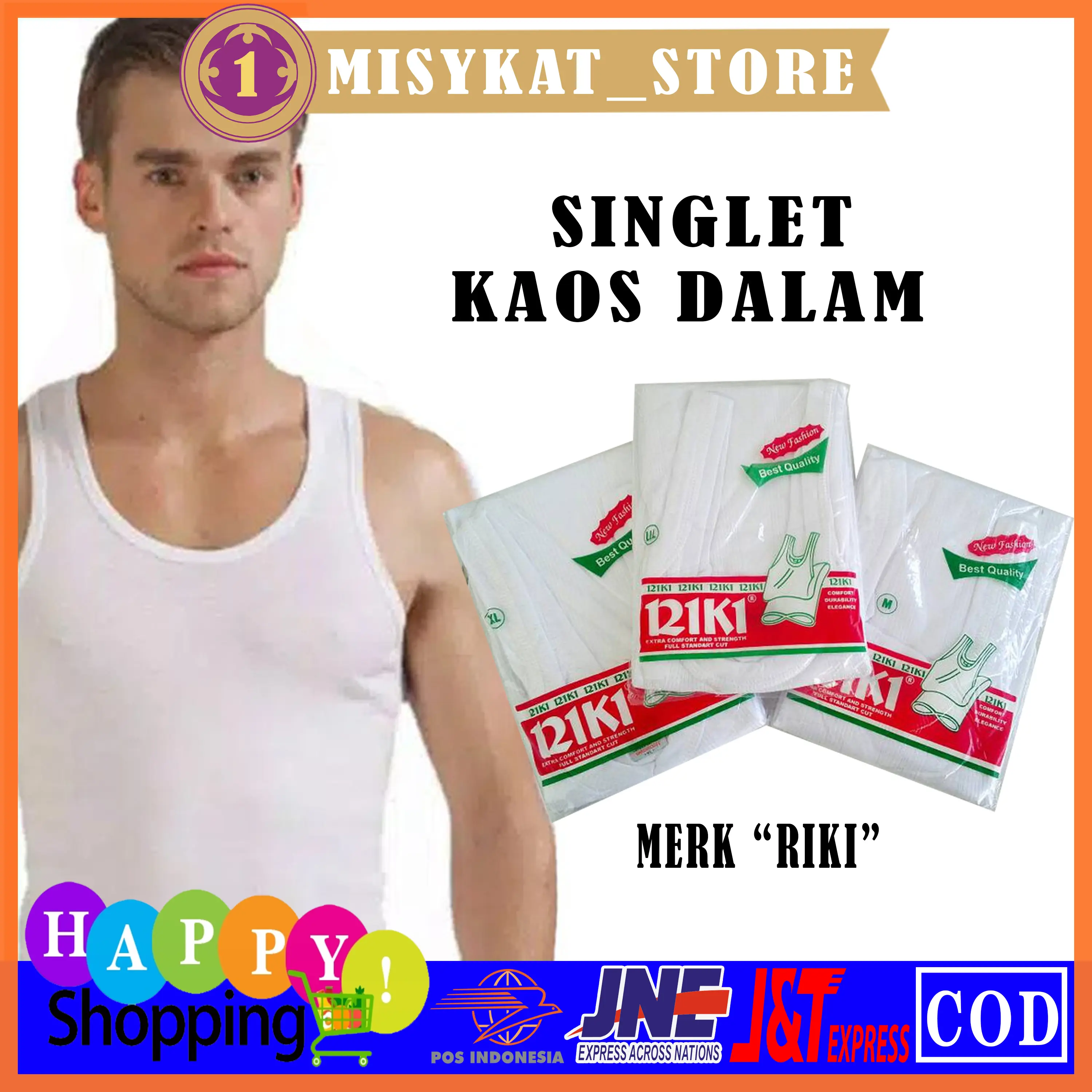 Kaos Dalam Pria Kaos singlet Pria RIKI Size M L XL 3L