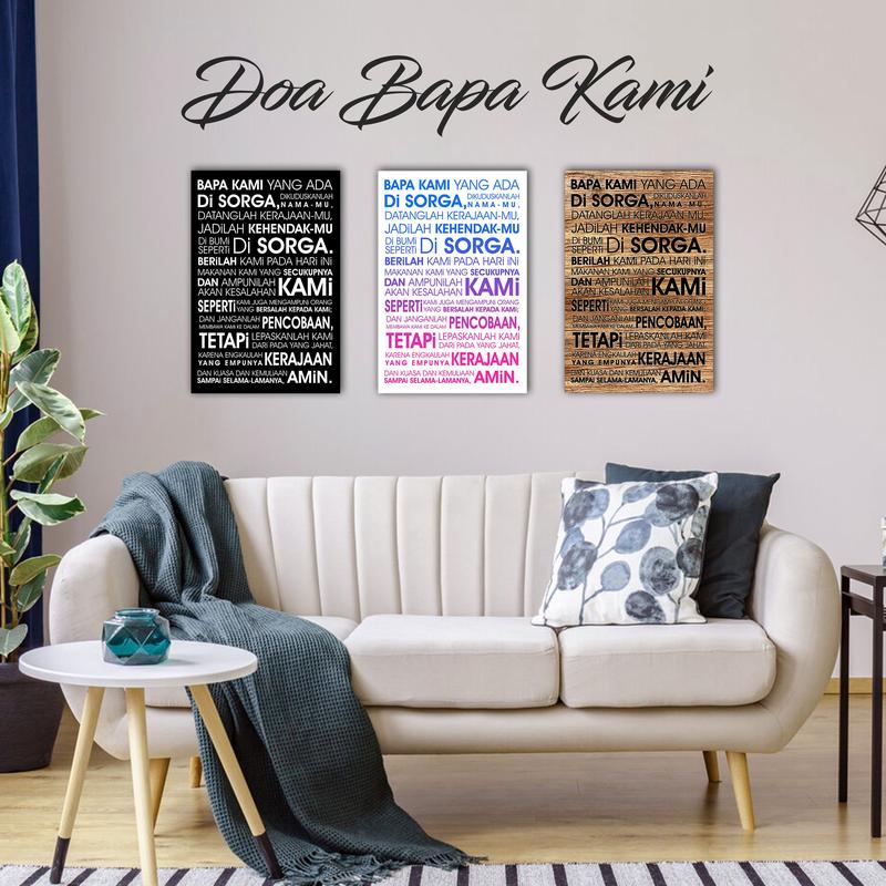 hiasan dinding rohani poster kayu doa bapa kami kristen / katolik ...