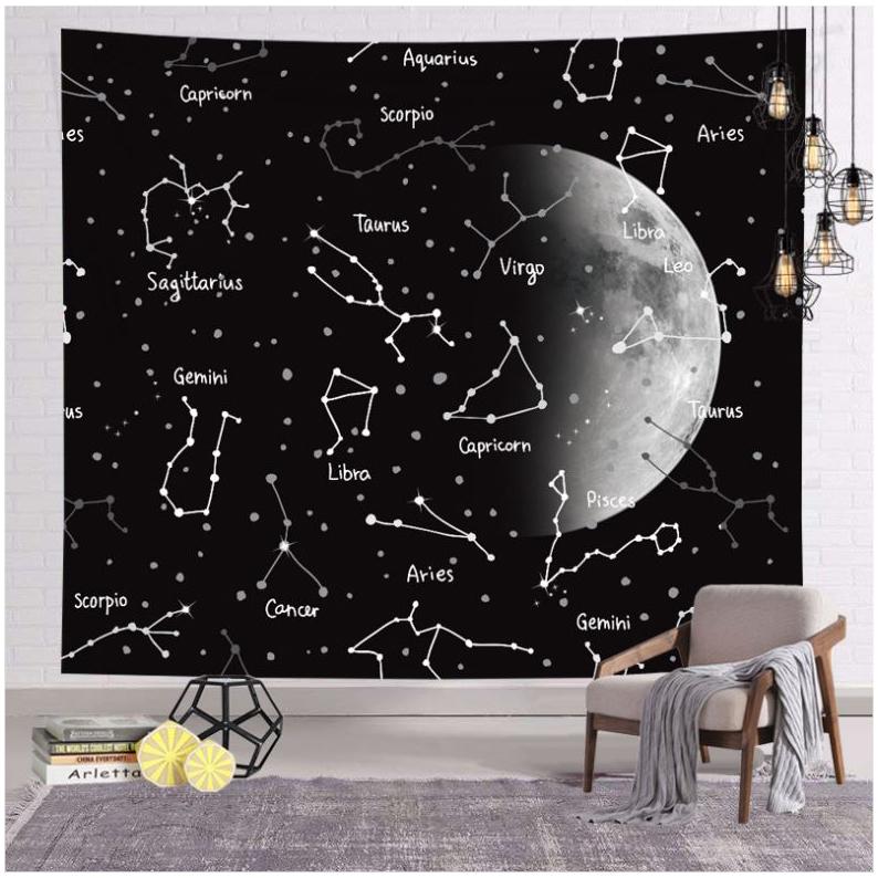 Constellation Tapestry Deco Hiasan Dinding Kain Bulan Aesthetic Moon 0