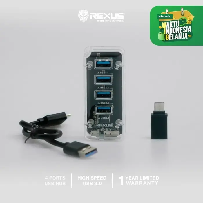 Rexus USB Hub 3.1 H336 4 Port + Converter Type C 0