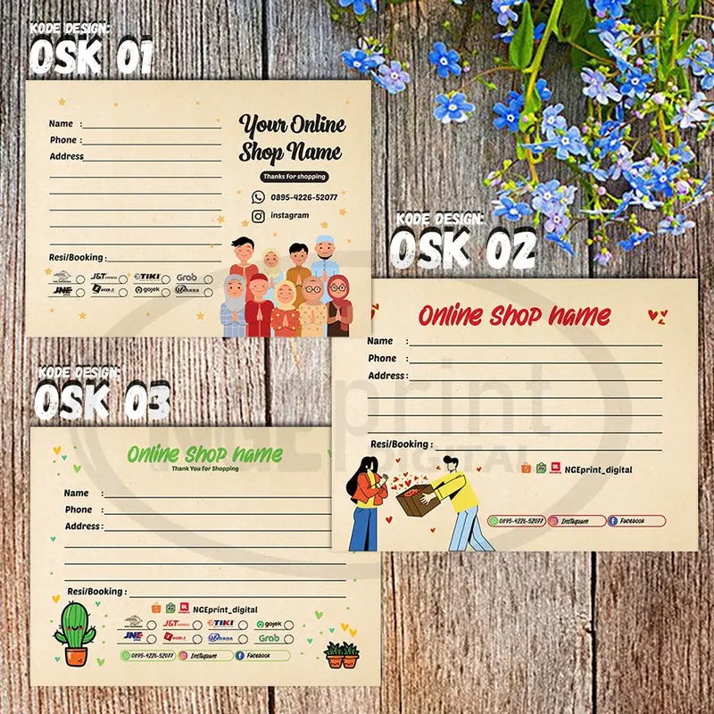 [KRAFT EDITION] STIKER LABEL PENGIRIMAN PAKET OLSHOP ALAMAT CUSTOM 1