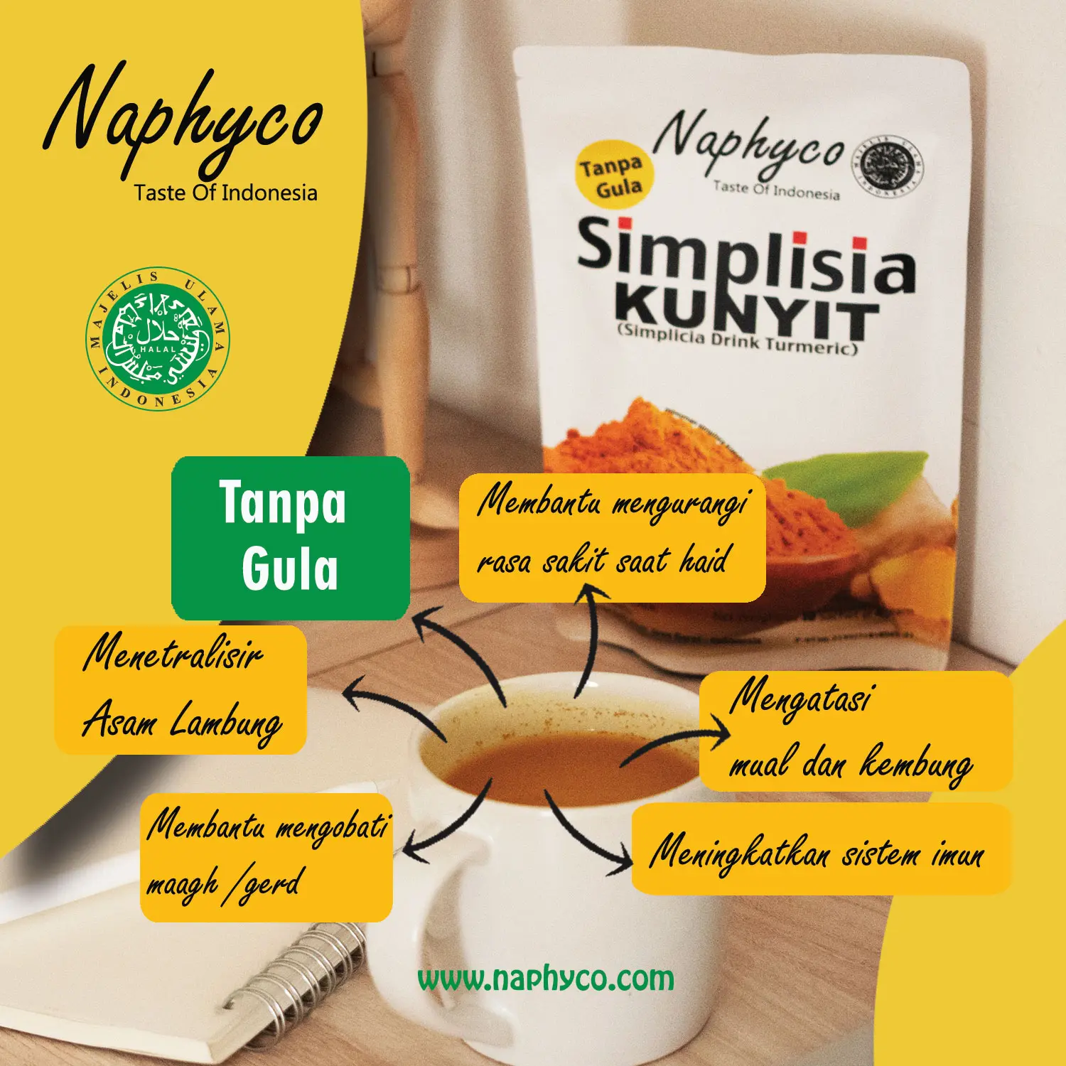 Kunyit Naphyco simplisia tanpa gula/minuman/minuman kesehatan/jamu