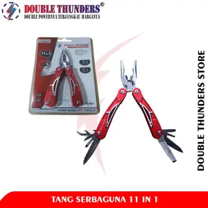 Double Thunders Tang Lipat Multifungsi Tang Kombinasi Serbaguna 11 pc in 1 Cocok untuk Camping Berkebun Berkemah Tur Traveling Bersepeda Memancing Bahan Stainless Simpel Mudah Digunakan Dapat Dilipat Free Kantong